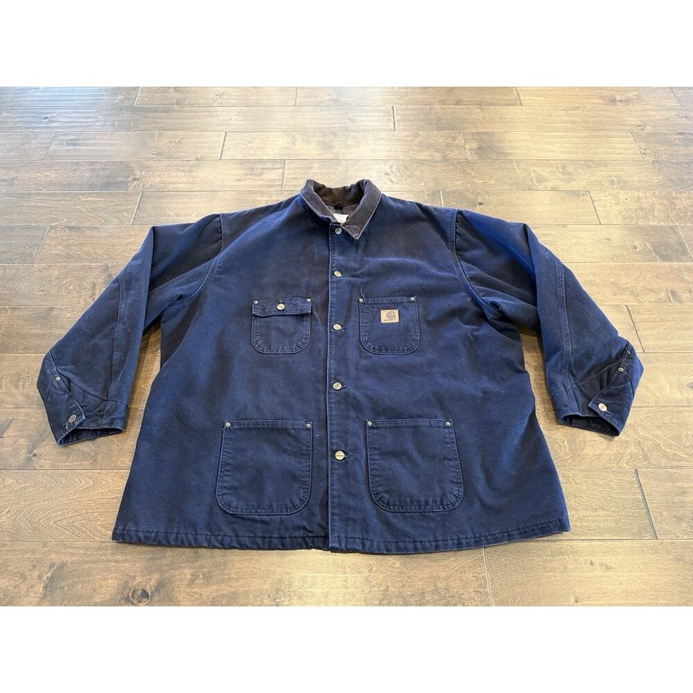 Vintage Carhartt Mens Blue Blanket Lined Canvas WorkWear Jacket Size 3XL C02 MDT - Picture 2 of 8